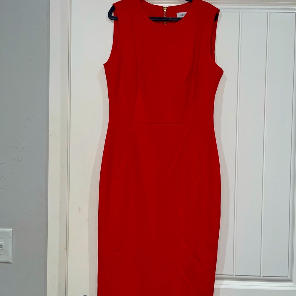Calvin Klein Vibrant Red Midi Dress